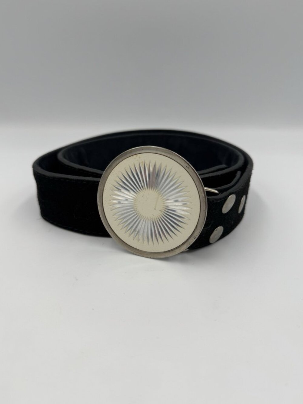 Yik Fung Vintage Y2K Black Suede Buckle Belt